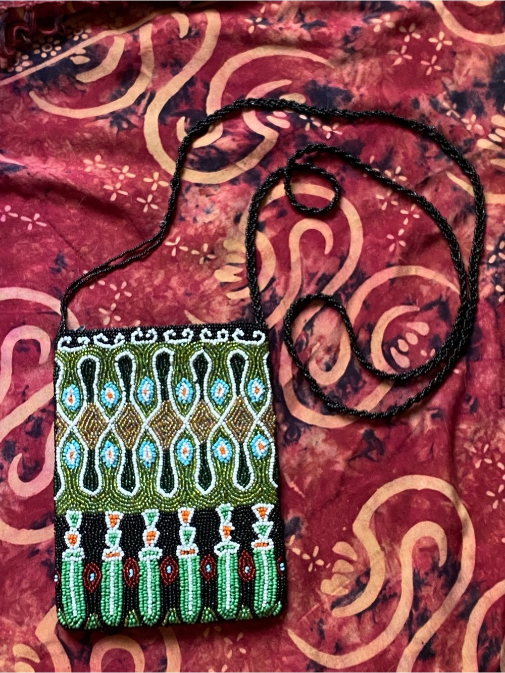 Vintage Christiana Beaded Pattern Crossbody Bag